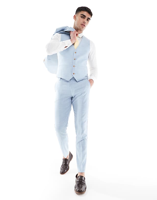 Asos ASOS DESIGN Skinny Wedding Suit In Blue Texture