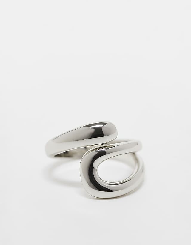 asos ASOS DESIGN sleek open-ended wrap ring in silver