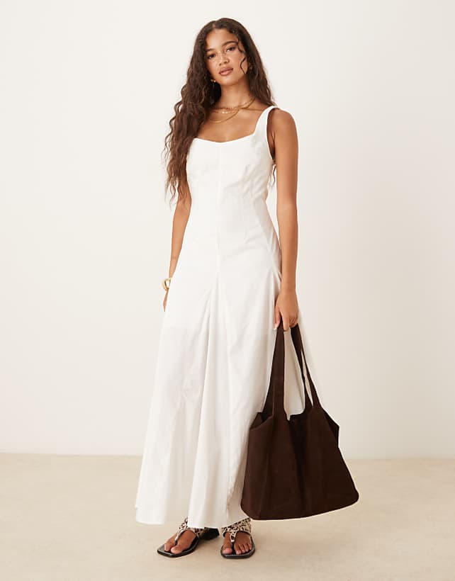 asos ASOS DESIGN sleeveless waisted midi dress in white