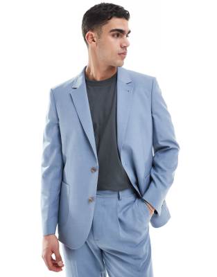 Asos ASOS DESIGN Slim Cotton Blend Suit In Light Blue