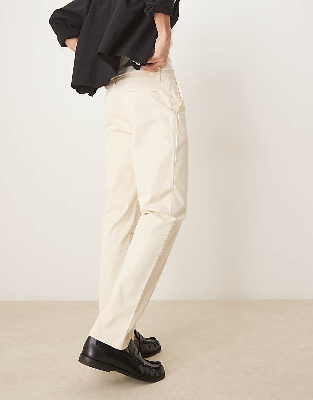 Asos ASOS DESIGN Slim Flare Smart Trousers In Biege
