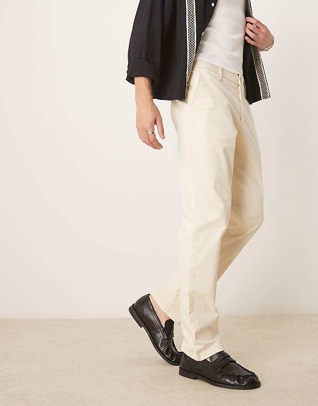 asos ASOS DESIGN slim flare smart trousers in biege