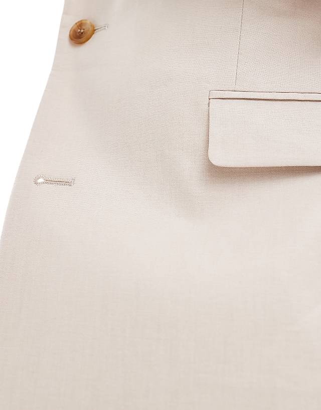 Asos ASOS DESIGN Slim Linen Blend Suit Jacket In Stone