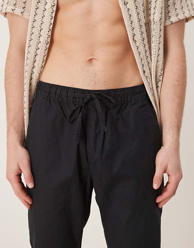 Asos ASOS DESIGN Slim Linen Blend Trousers In Black