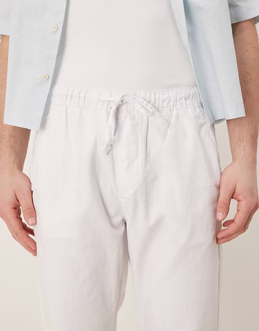 Asos ASOS DESIGN Slim Linen Blend Trousers In White