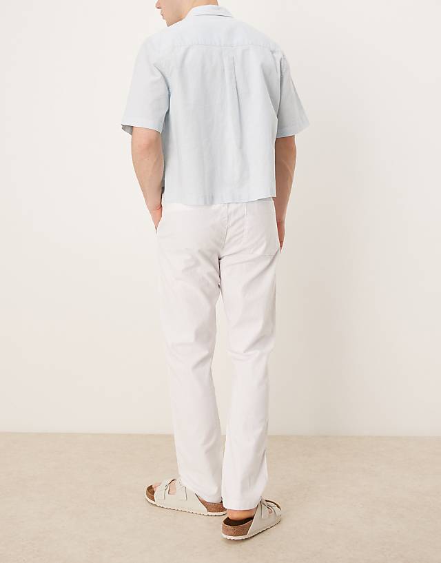 Asos ASOS DESIGN Slim Linen Blend Trousers In White