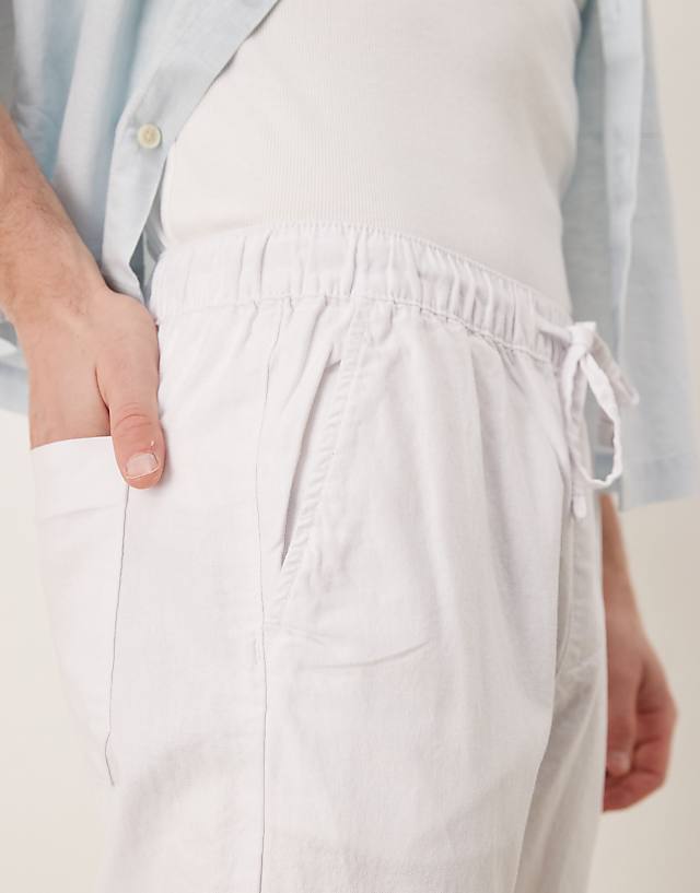 Asos ASOS DESIGN Slim Linen Blend Trousers In White