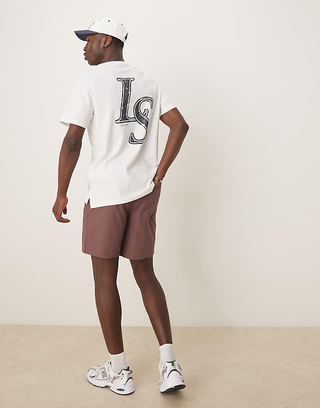 Asos ASOS DESIGN Slim Mid Length Bermuda Shorts In Brown Linen Blend