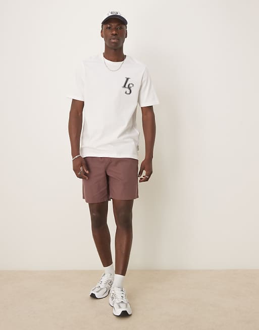 Asos ASOS DESIGN Slim Mid Length Bermuda Shorts In Brown Linen Blend