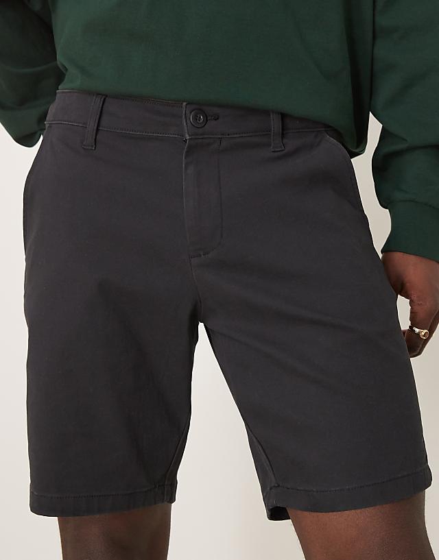 Asos ASOS DESIGN Slim Regular Length Chino Shorts In Black