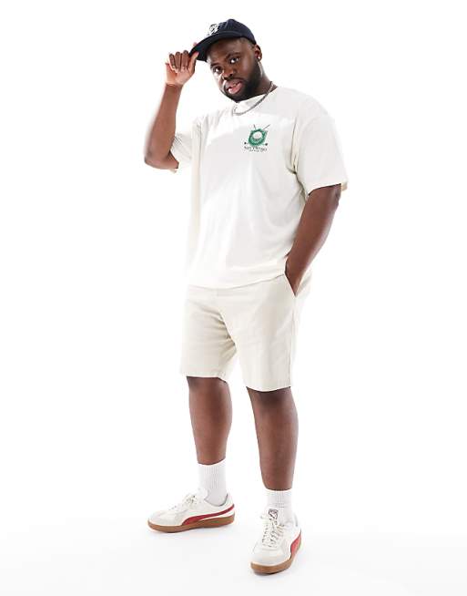 Asos ASOS DESIGN Slim Regular Length Chino Shorts In Stone