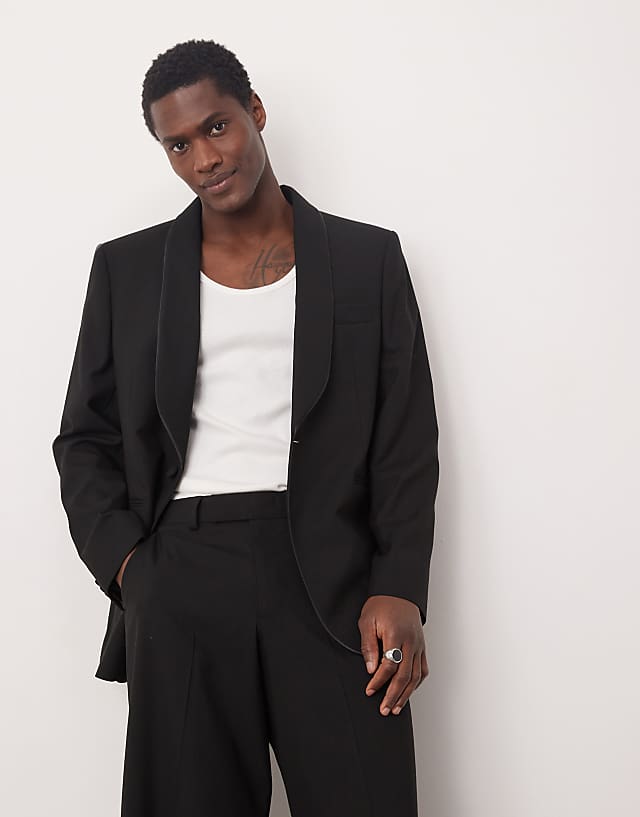 asos ASOS DESIGN slim shawl lapel dinner jacket in black