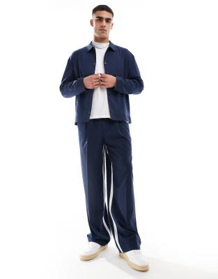 Asos ASOS DESIGN Slim Smart Co-ord In Navy With White Side Stripe