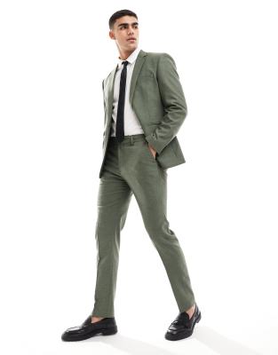 Asos ASOS DESIGN Slim Suit In Forest Green Oxford Texture