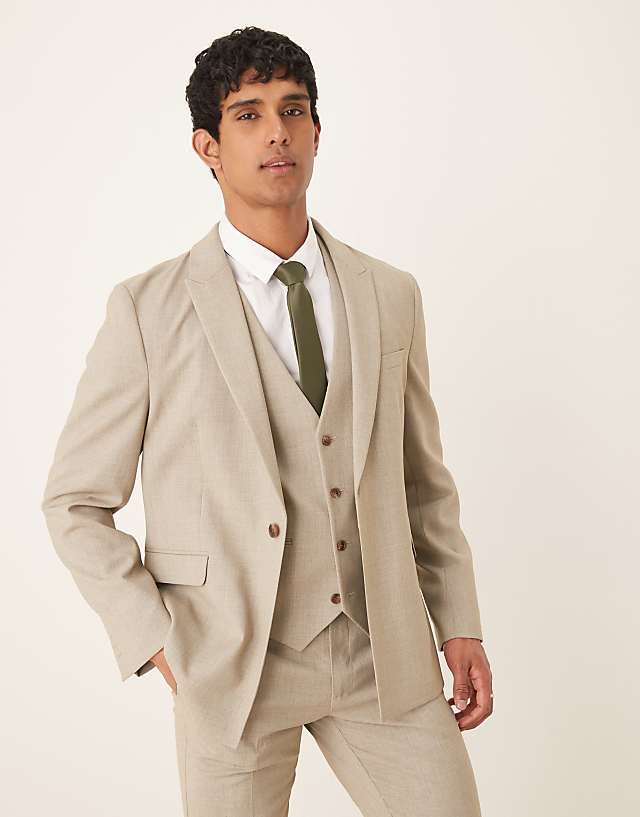 Asos ASOS DESIGN Slim Suit In Light Grey Melange Texture