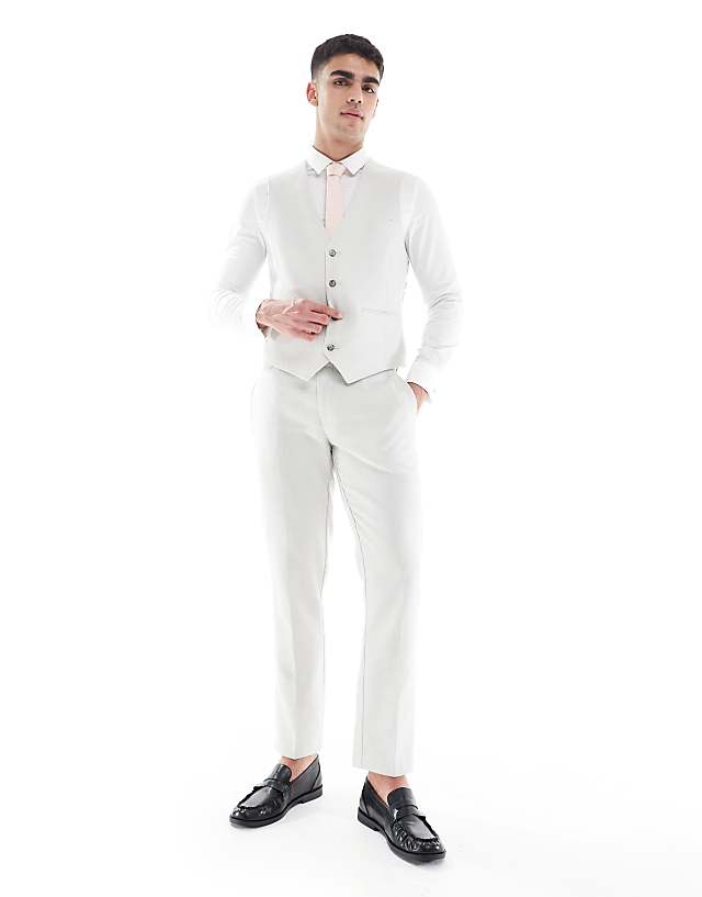 Asos ASOS DESIGN Slim Suit Waistcoat Wool Blend In Light Grey