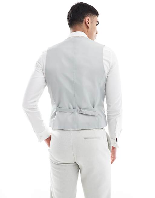 Asos ASOS DESIGN Slim Suit Waistcoat Wool Blend In Light Grey