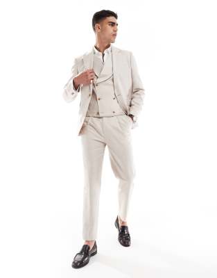 Asos ASOS DESIGN Slim Suit With Linen In Stone Twill