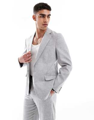 Asos ASOS DESIGN Slim Summer Suit With Linen Cotton In Grey