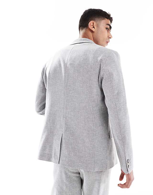 asos ASOS DESIGN slim summer suit with linen cotton in grey