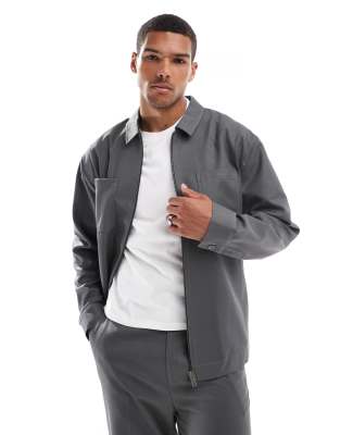 Asos ASOS DESIGN Slim Trucker Smart Co-ord In Grey Twill