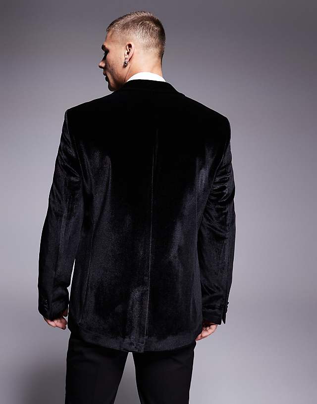 Asos ASOS DESIGN Slim Velvet Tuxedo Blazer In Black