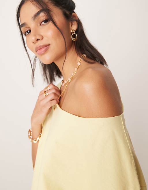 Asos ASOS DESIGN Slouchy Off Shoulder Oversized Tee In Buttermilk
