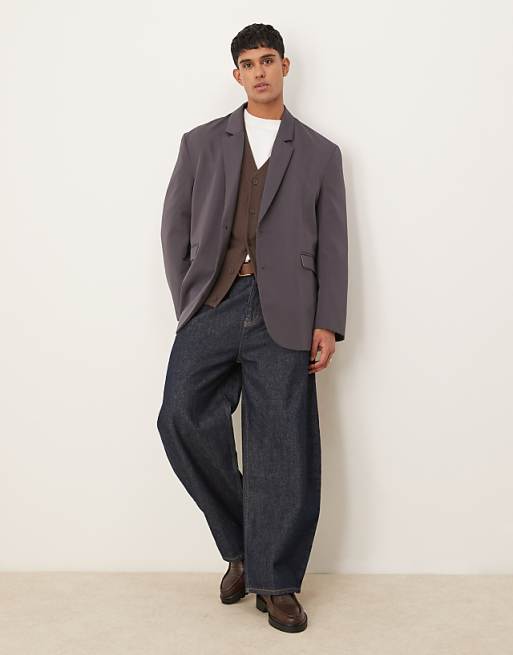 Asos ASOS DESIGN Slouchy Oversized Blazer In Charcoal