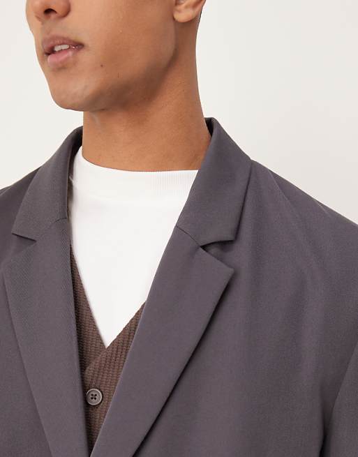 Asos ASOS DESIGN Slouchy Oversized Blazer In Charcoal
