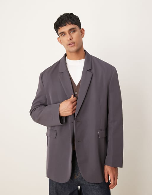 asos ASOS DESIGN slouchy oversized blazer in charcoal