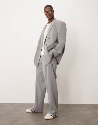 Asos ASOS DESIGN Slouchy Oversized Suit In Grey Pinstripe
