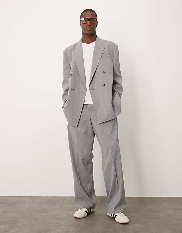 asos ASOS DESIGN slouchy oversized suit in grey pinstripe
