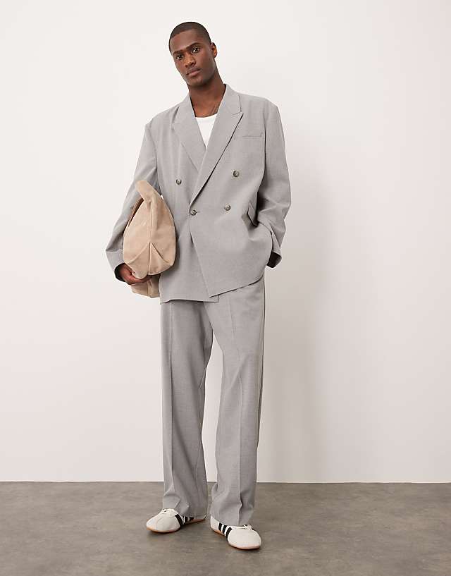 asos ASOS DESIGN slouchy oversized suit in grey texture