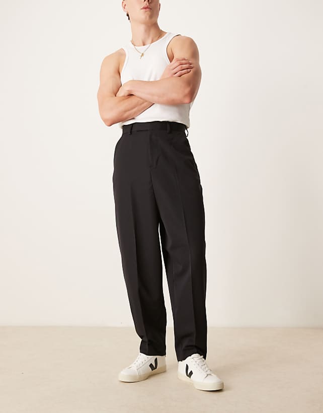 asos ASOS DESIGN smart baggy balloon fit trousers in black