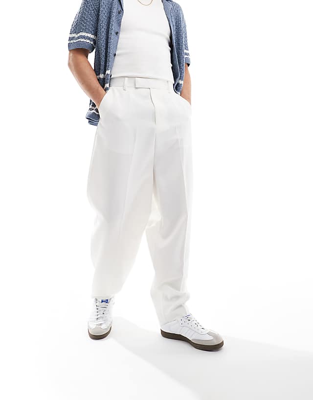 Asos ASOS DESIGN Smart Balloon Fit Trousers In White
