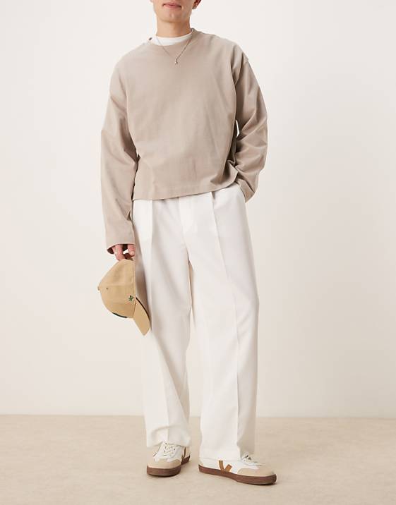 asos ASOS DESIGN smart balloon fit trousers with front pleat in white