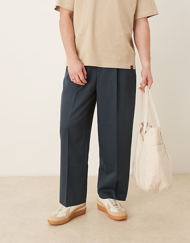asos ASOS DESIGN smart balloon fit trousers with front pleat in dark blue