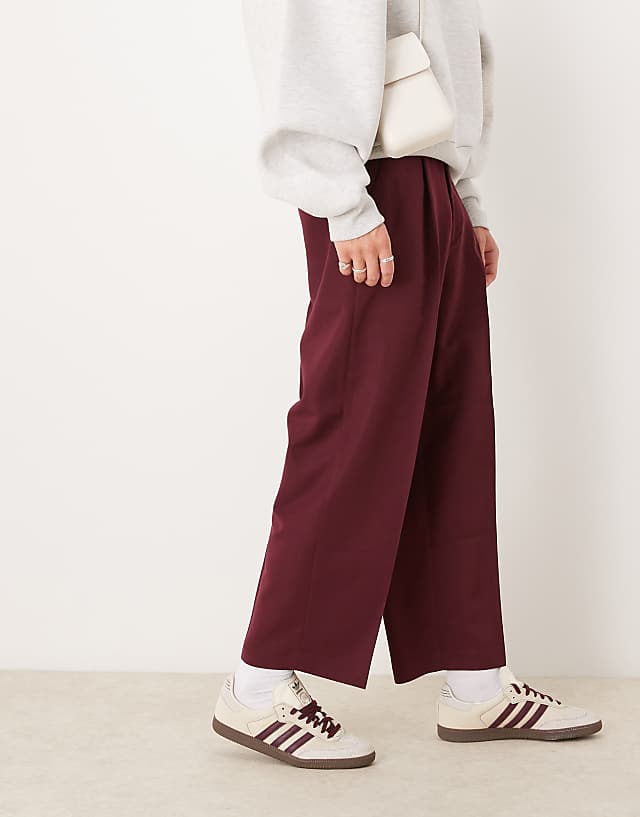 asos ASOS DESIGN smart balloon trousers with front pleat in burgundy