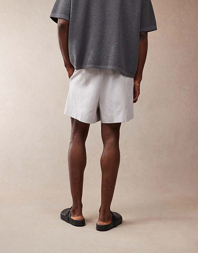 Asos ASOS DESIGN Smart Bermuda Crop Linen Blend Shorts In Light Grey