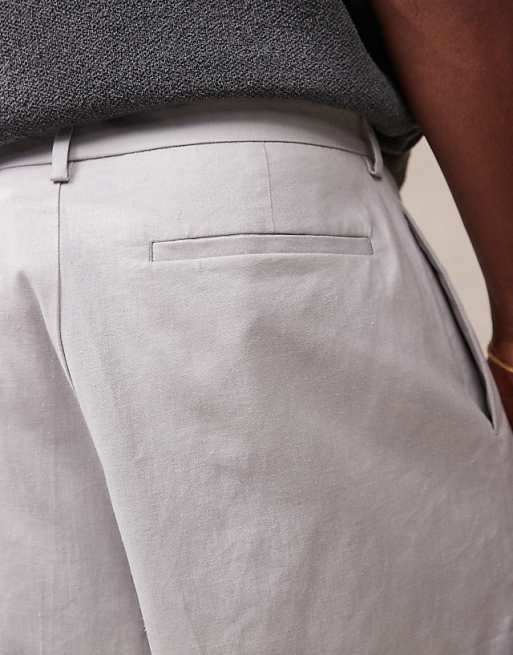 Asos ASOS DESIGN Smart Bermuda Crop Linen Blend Shorts In Light Grey