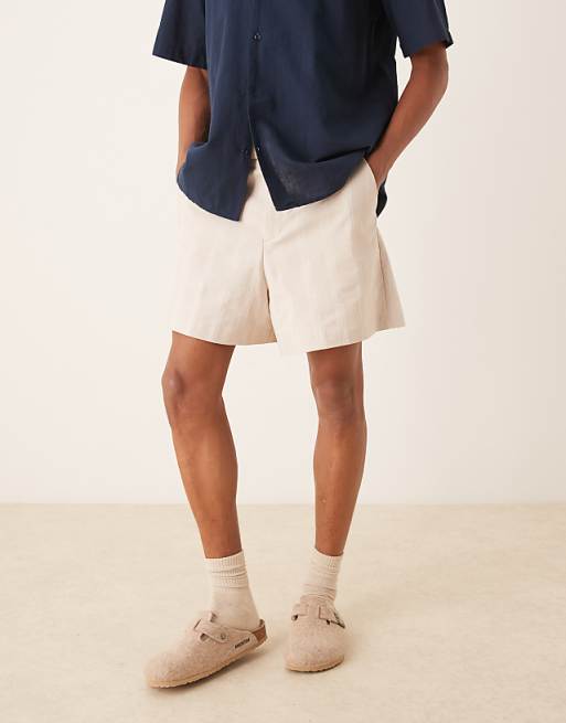 Asos ASOS DESIGN Smart Bermuda Linen Blend Shorts In Ecru
