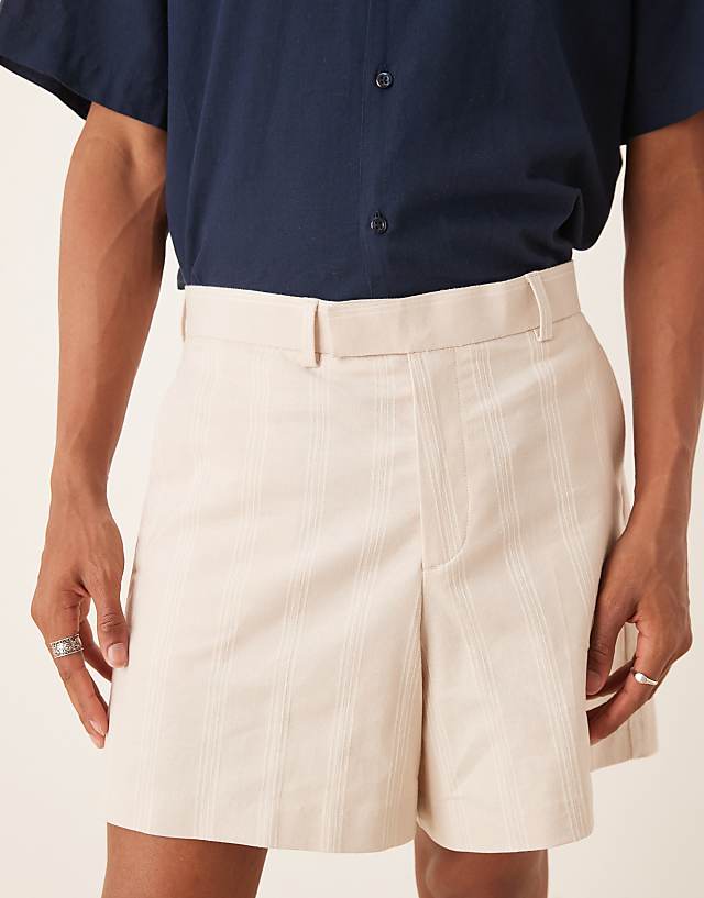 Asos ASOS DESIGN Smart Bermuda Linen Blend Shorts In Ecru