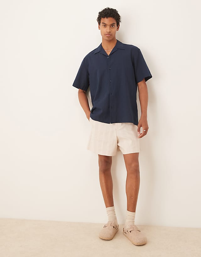 asos ASOS DESIGN smart bermuda linen blend shorts in ecru