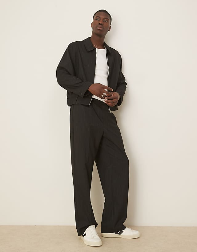 asos ASOS DESIGN smart co-ord blouson in black pinstripe