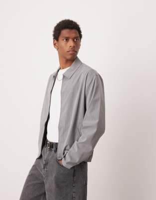 Asos ASOS DESIGN Smart Co-ord Cropped Harrington In Grey Pinstripe