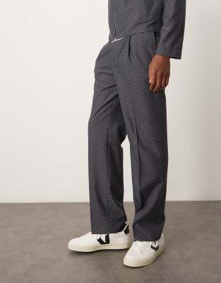 Asos ASOS DESIGN Smart Co-ord Harrington In Grey Checkerboard
