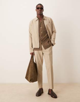 Asos ASOS DESIGN Smart Co-ord Harrington In Stone Rib