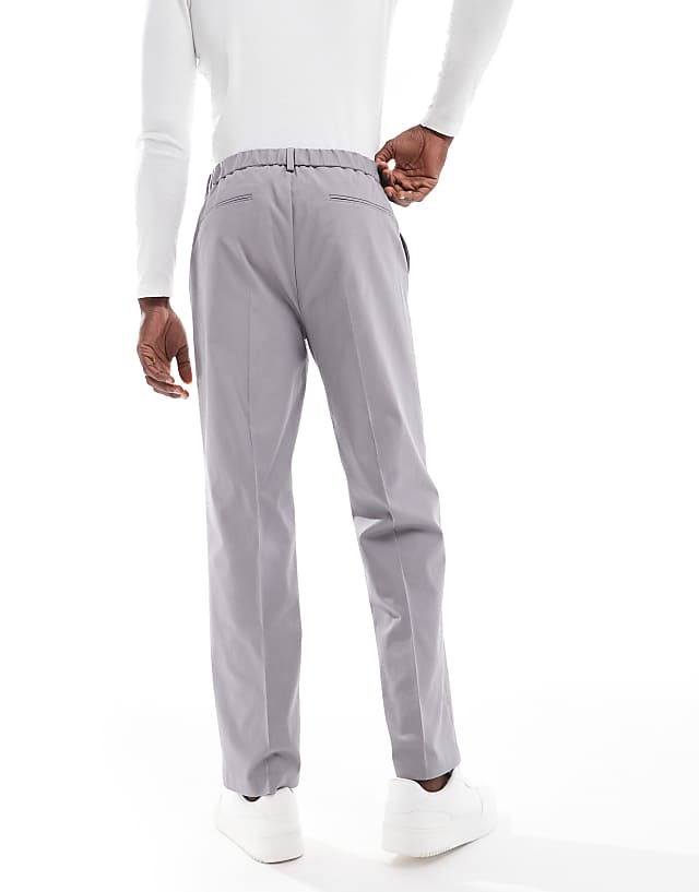 Asos ASOS DESIGN Smart Co-ord Straight Leg Trouser In Grey With Elasticated Waist