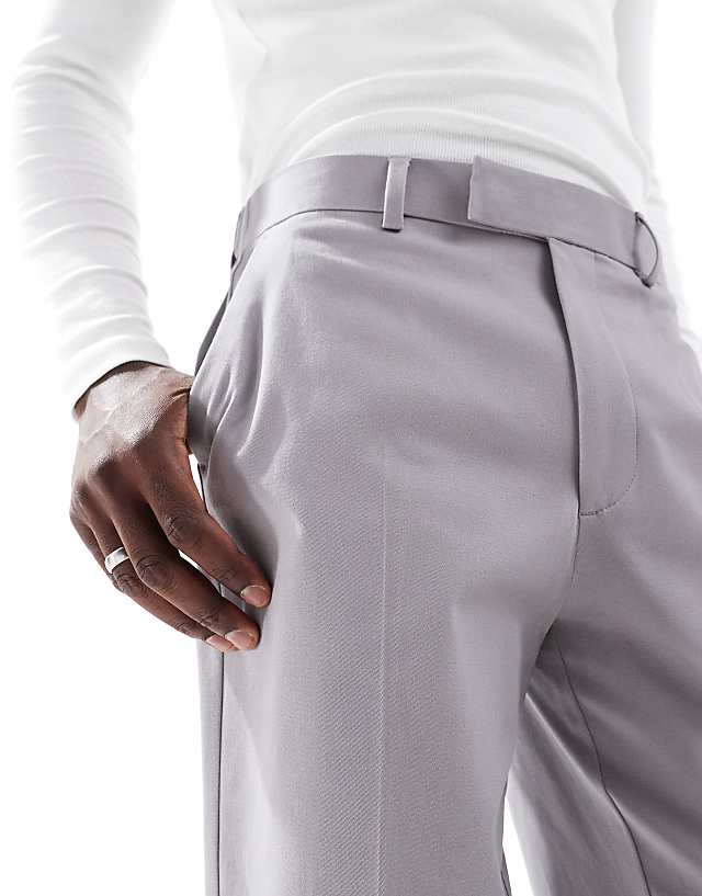 Asos ASOS DESIGN Smart Co-ord Straight Leg Trouser In Grey With Elasticated Waist