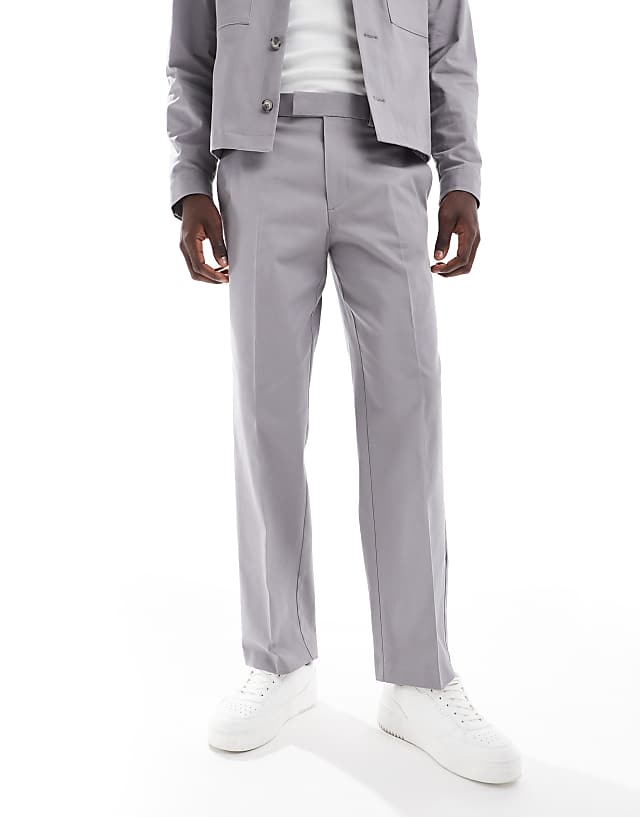 Asos ASOS DESIGN Smart Co-ord Straight Leg Trouser In Grey With Elasticated Waist